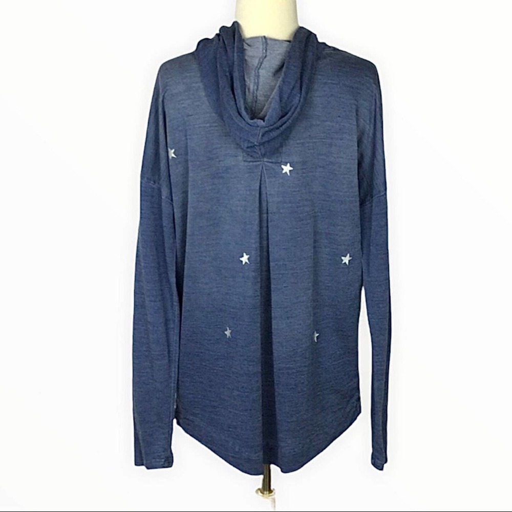 Tribal | Faded Denim Blue Star Pullover Hooded Shirt M - Picture 3 of 6